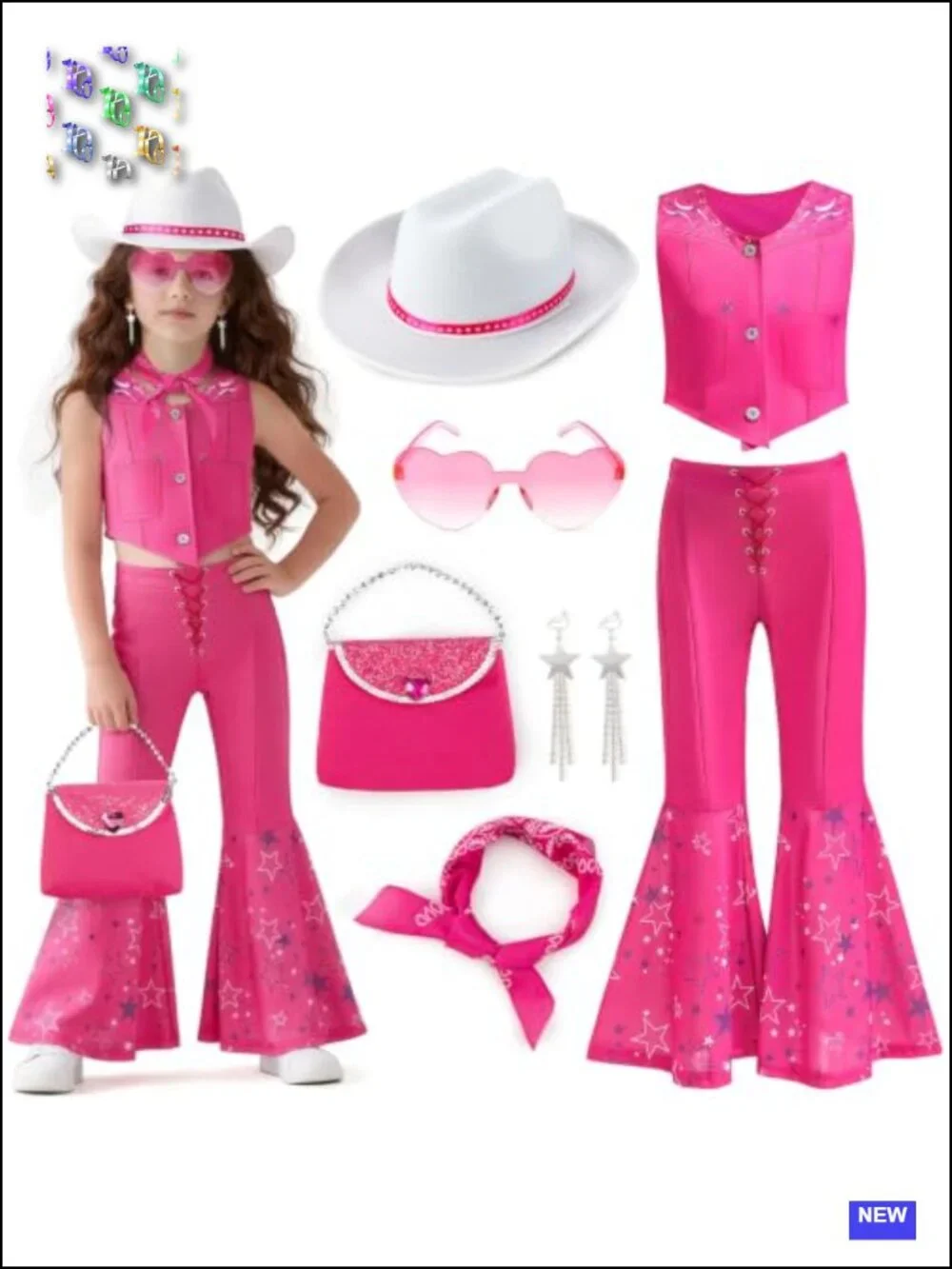 Cowgirl Costume for Girls 80s Retro Glam Dress Up Halloween Birthday Party